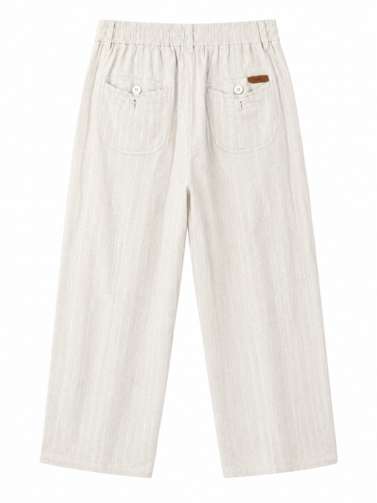Linen brown white strips pants by takabah