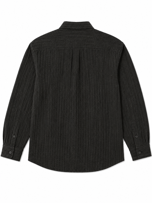 LINEN LINED PATTERN SHIRT BY TAKABAH BLACK