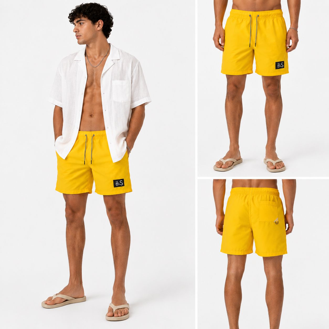 TAKABAH YELLOW BEACH SWIM SHORTS