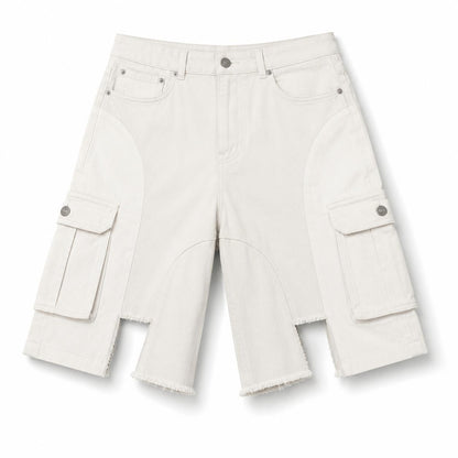 Takabah Utility Cargo Shorts – Cream & White