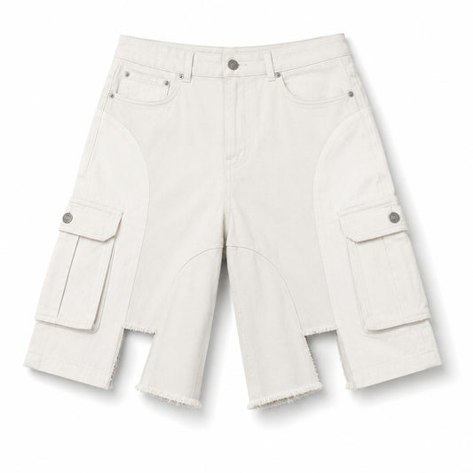 Takabah Utility Cargo Shorts – Cream & White