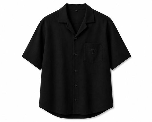 TAKABAH LINEN SHIRT HALF SLEEVE BLACK