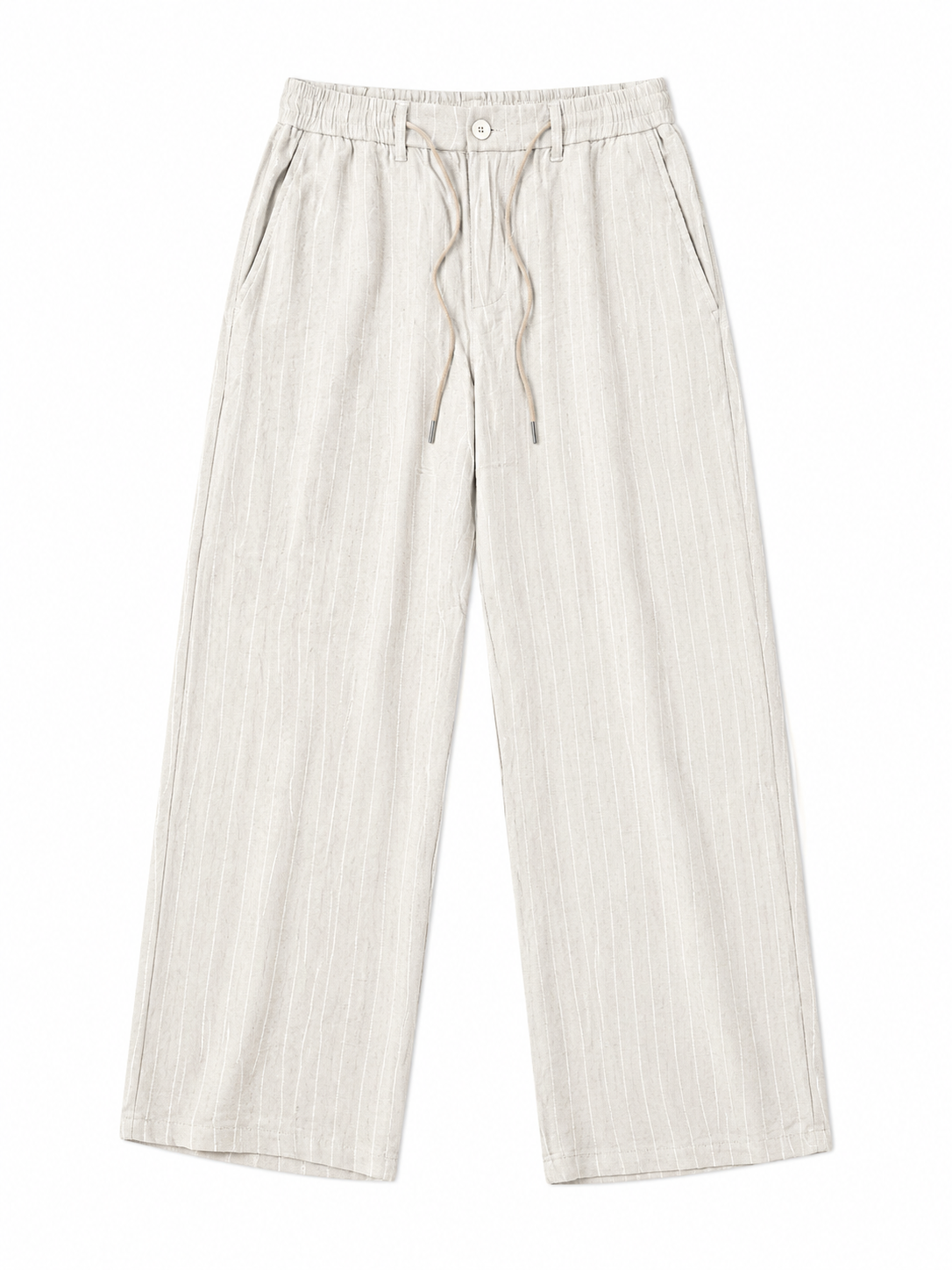 Linen brown white strips pants by takabah