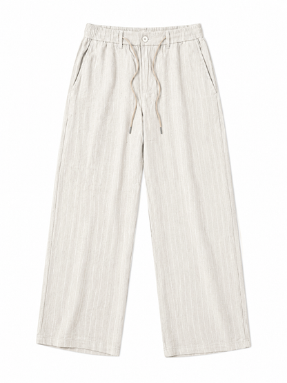 Linen brown white strips pants by takabah