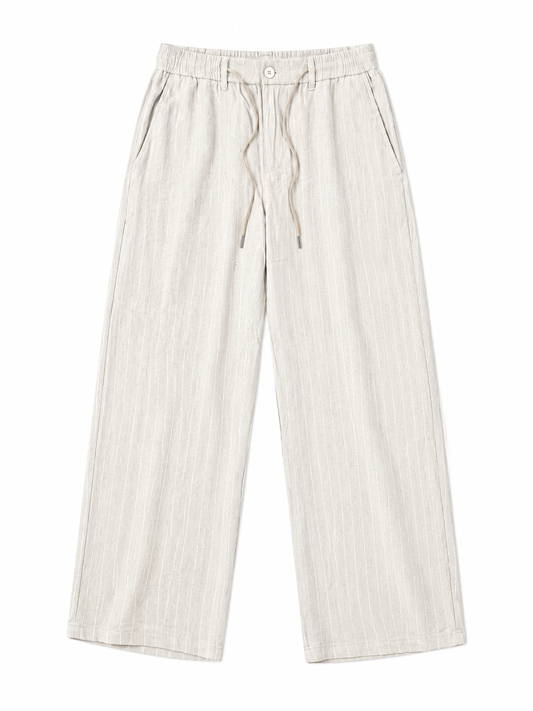 Linen brown white strips pants by takabah