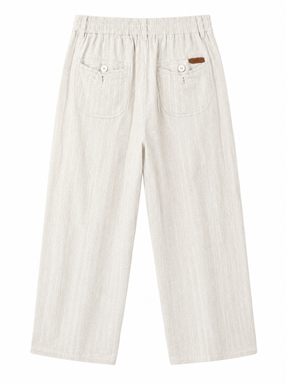 Linen brown white strips pants by takabah