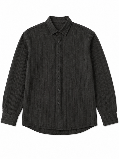 LINEN LINED PATTERN SHIRT BY TAKABAH BLACK