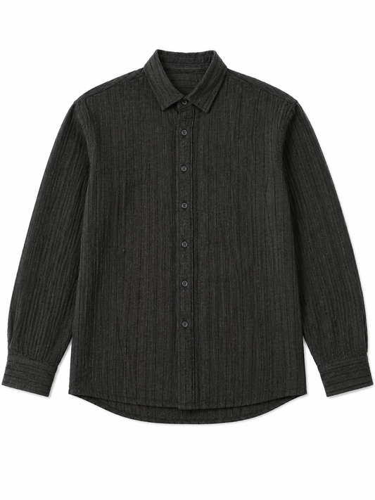 LINEN LINED PATTERN SHIRT BY TAKABAH BLACK