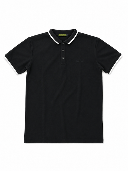 KASRO POLO NECK T SHIRT BLACK