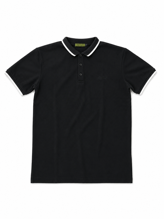 KASRO POLO NECK T SHIRT BLACK
