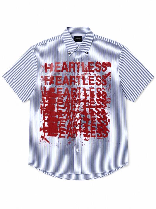 Heartless Striped Short Sleeve Shirt SKY BLUE