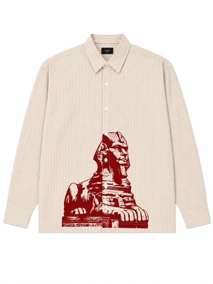 SPHINX STIPED SHIRT FULL SLEVE BY TAKABAH BEIGE