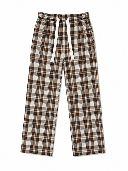 CHECK PANTS BROWN