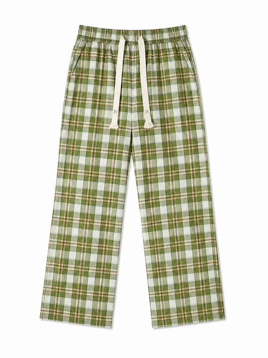 CHECK PANTS BROWN AND GREEN