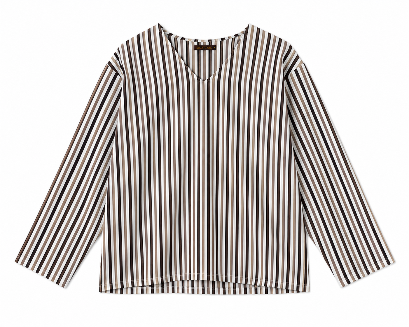 TAKABAH COASTAL STRIPE SHIRT BROWN