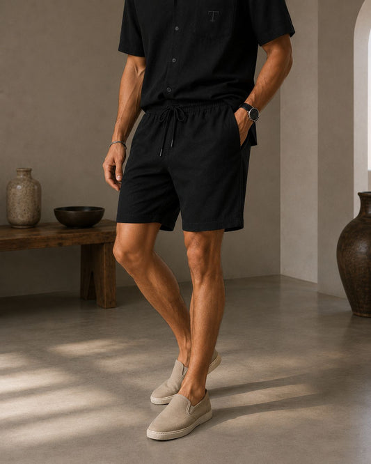 TAKABAH LINEN SHORTS BLACK